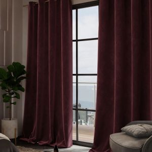 Date Night Maroon Set of 2 Long Door Curtains