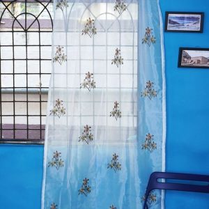 Floral Sheer Long Door Curtain -  9x 4 ft