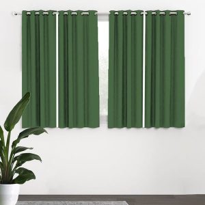 Green Set of 4 Black Out Window Curtain
