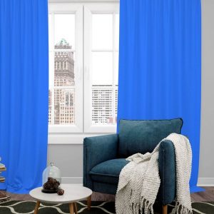Blue Set of 4 Black Out Long Door Curtain