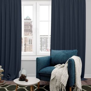 Navy Blue Set of 4 Black Out Door Curtain