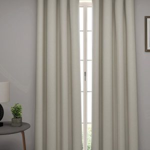 Taupe & White Set of 2 Room Darkening Door Curtains