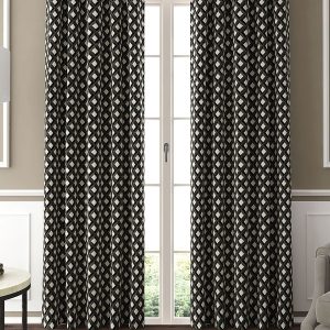 Set Of 2 Grey & Black Printed Door Curtains