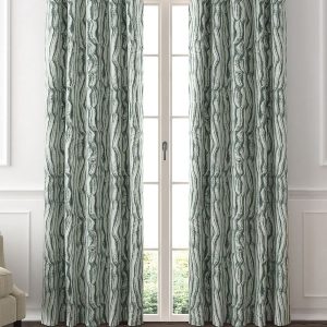 Set of 2 Grey & Green Abstract Door Curtains