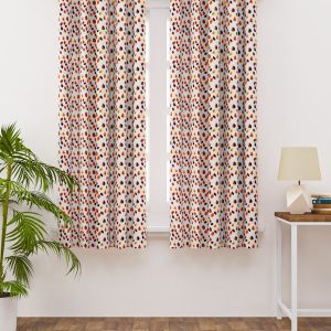 White & Red Floral Window Curtain
