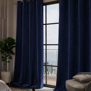 Date Night Blue Set of 2 Long Door Curtains