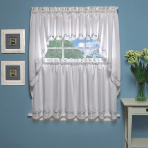 Forget Me Not Embroidered Tier Curtain