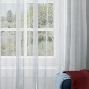White Set of 2 Floral Tissue Sheer Door Curtain