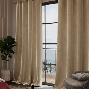 Date Night Beige Set of 2 Long Door Curtains