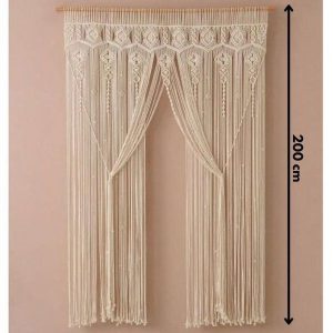 Off White Ethnic Motifs Sheer Door Curtain