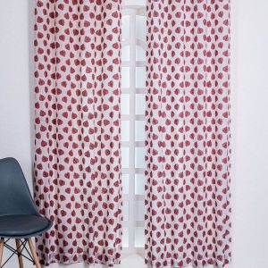 Red & White Set of 4 Door Curtain