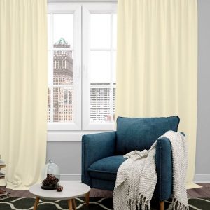 Off White Set of 4 Black Out Long Door Curtain