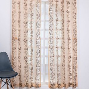 Brown Set of 2 Sheer Long Door Curtain
