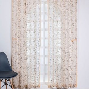Beige & Gold-Toned Set of 2 Ethnic Motifs Sheer Long Door Curtain