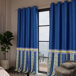 Versailles Blue & White Set of 2 Ethnic Motifs Door Curtains