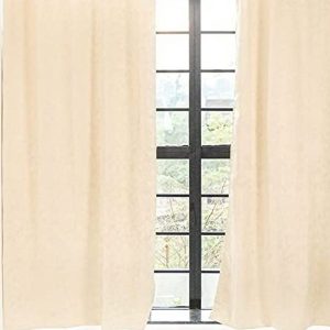 Beige 2 Pieces Black Out Window Curtains