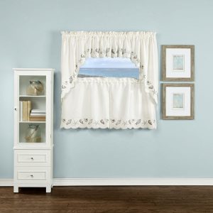 Seashells Embroidered Tier Curtain