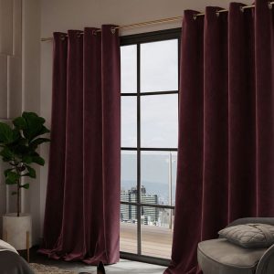 Date Night Maroon Set of 2 Door Curtains
