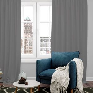 Grey Melange Set of 4 Black Out Door Curtain