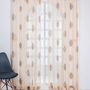 Set of 2 Ethnic Motif Embroidered Sheer Window Curtain