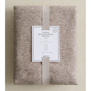 Beige 1-Pack Wide Boucle Curtain Length