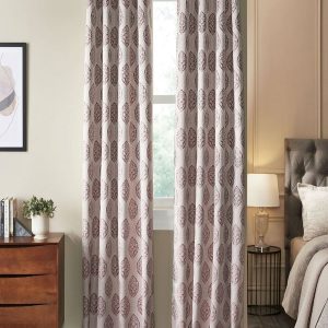 Rust & Beige 2 Pieces Printed Black Out Door Curtain